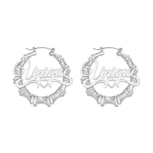 Custom Name Earrings Stainless Steel Bamboo Earrings